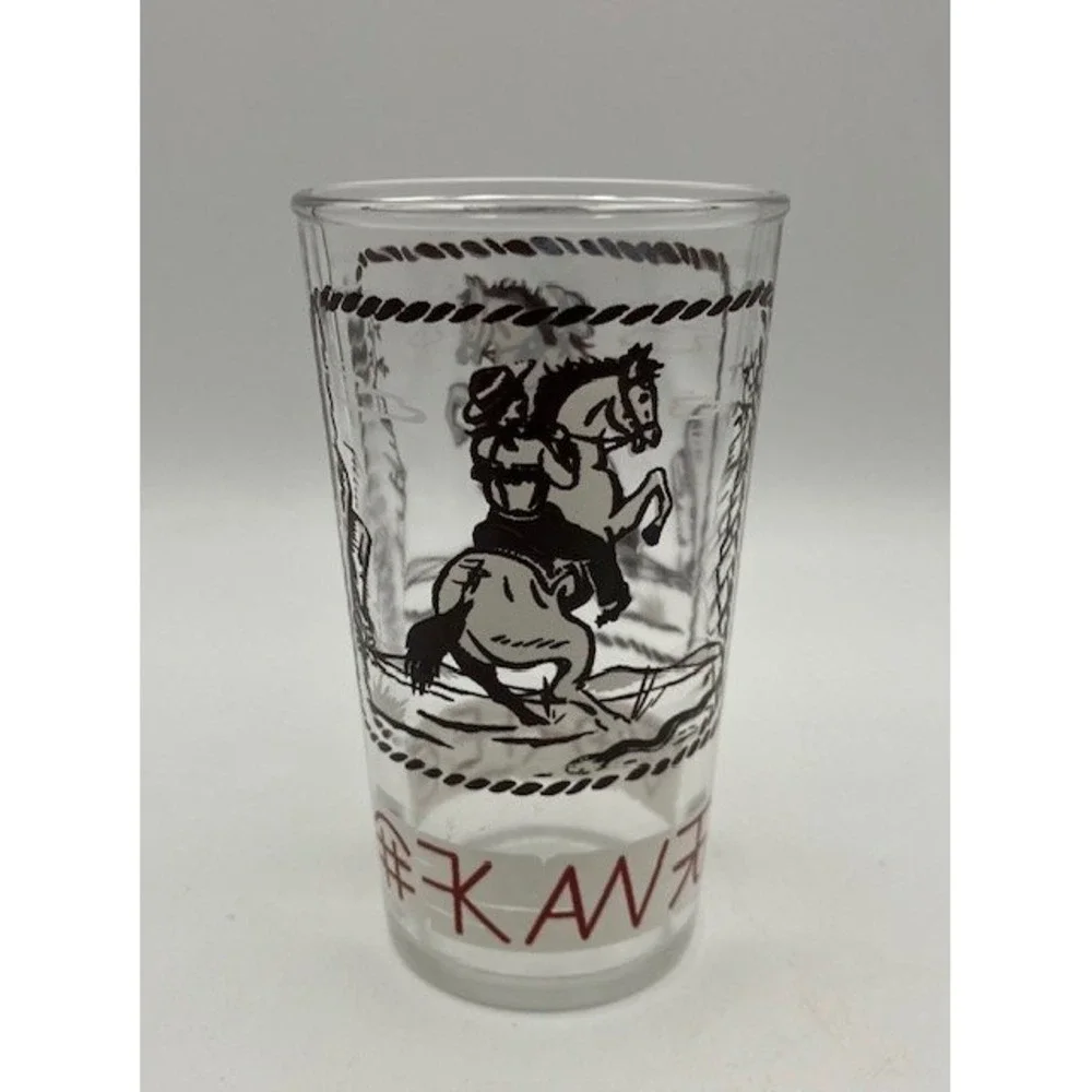 Anchor Hocking Vintage‎ Cowboy Western Horse Glass Rodeo Ranch Decor Tumbler